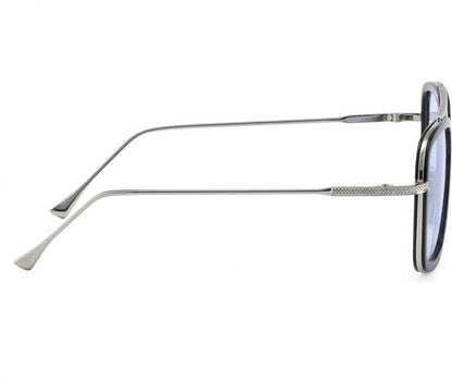 Unisex Blue Silver Retro Square Sunglass